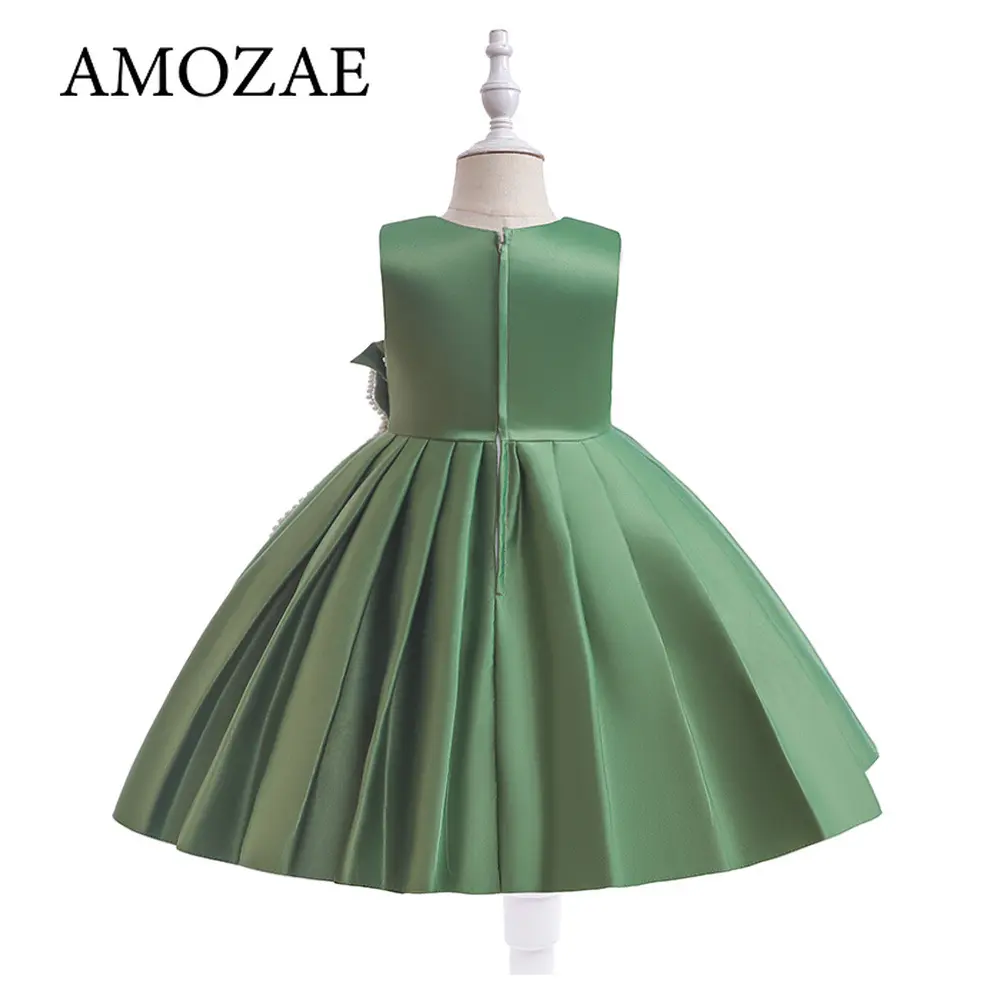 Sweet Baby Girls Dress Solid Elegant Toddler Kids Christening Birthday Vestidos Weddings Party Kids Girls Princess Dress
