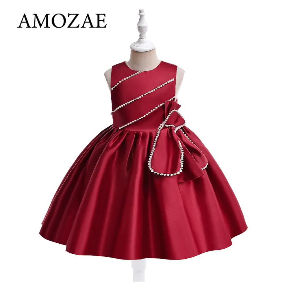Sweet Baby Girls Dress Solid Elegant Toddler Kids Christening Birthday Vestidos Weddings Party Kids Girls Princess Dress