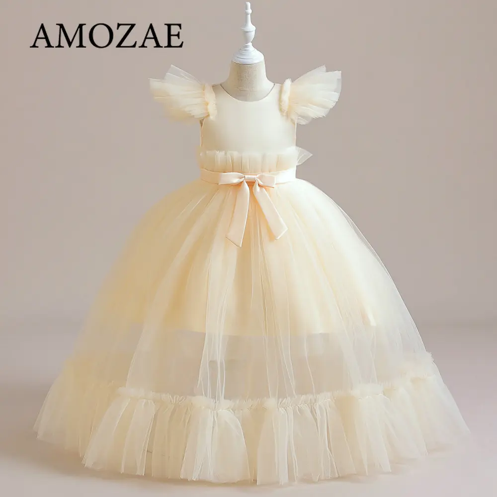 Children Girls Gown Bridesmaid Flower Dress For Wedding Teenage Girls Formals Pageant Gala Costume