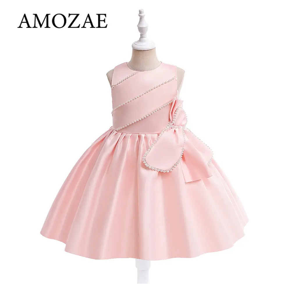 Sweet Baby Girls Dress Solid Elegant Toddler Kids Christening Birthday Vestidos Weddings Party Kids Girls Princess Dress