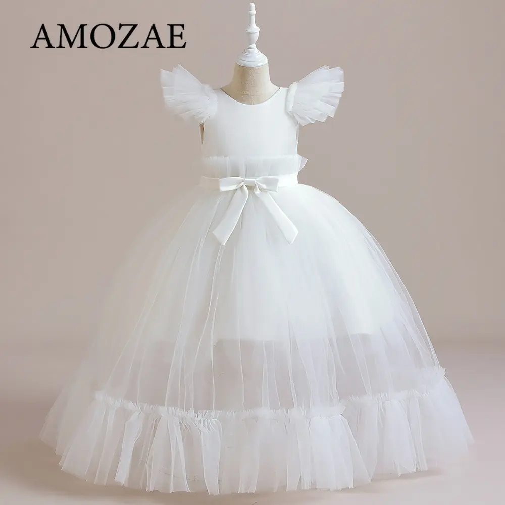 Children Girls Gown Bridesmaid Flower Dress For Wedding Teenage Girls Formals Pageant Gala Costume