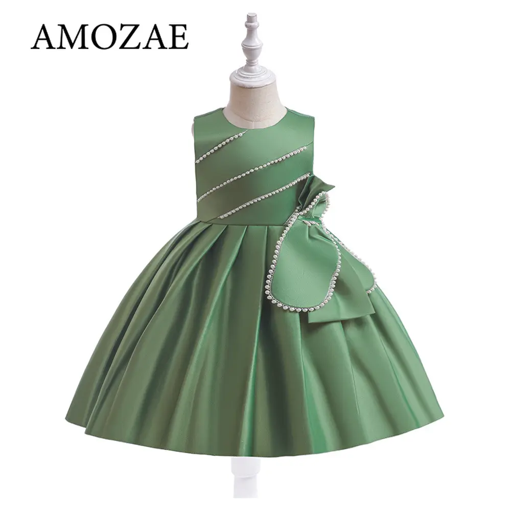 Sweet Baby Girls Dress Solid Elegant Toddler Kids Christening Birthday Vestidos Weddings Party Kids Girls Princess Dress