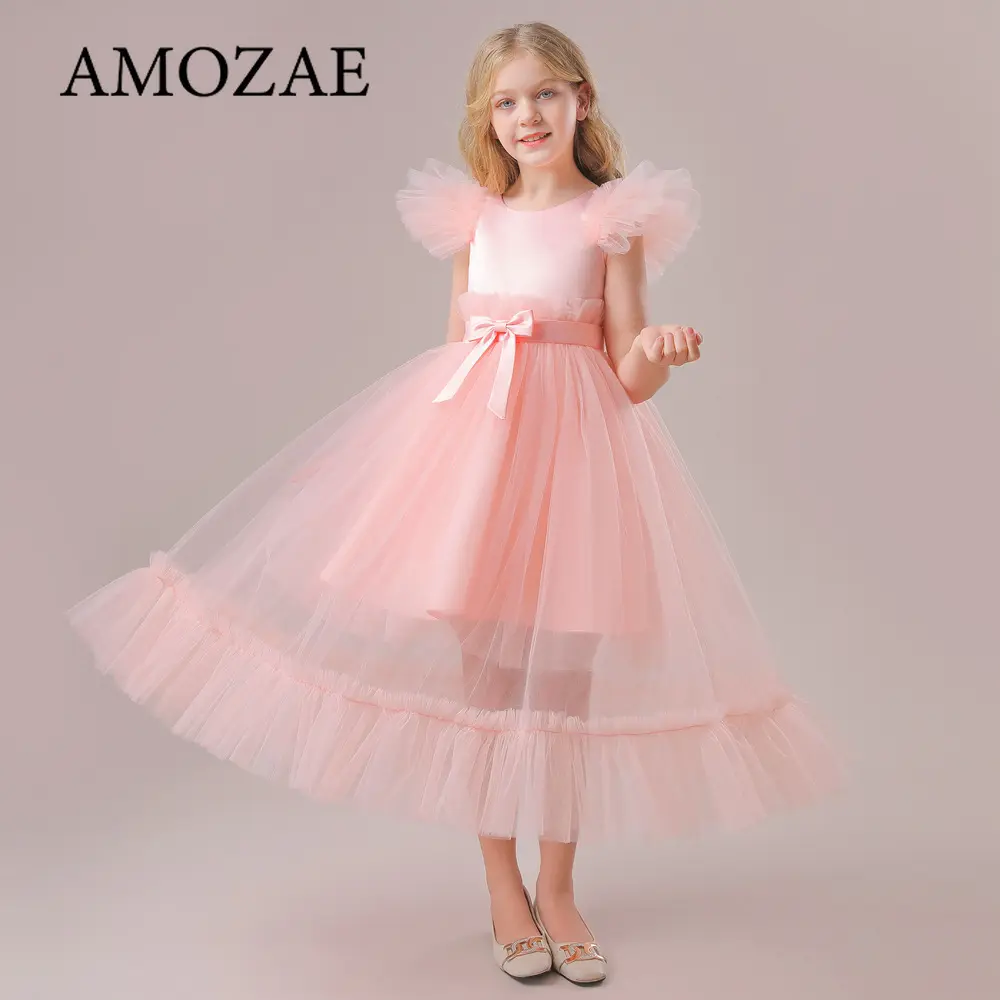 Children Girls Gown Bridesmaid Flower Dress For Wedding Teenage Girls Formals Pageant Gala Costume