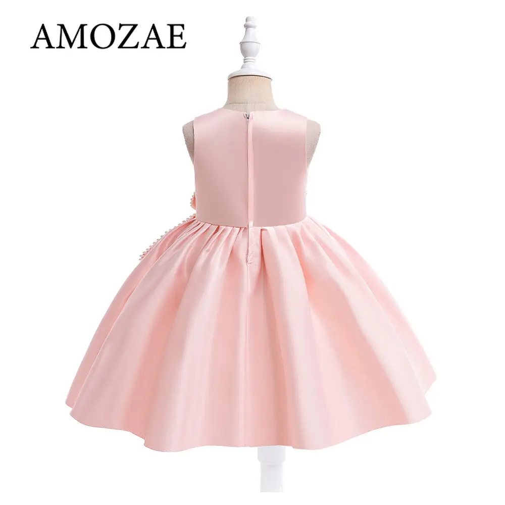 Sweet Baby Girls Dress Solid Elegant Toddler Kids Christening Birthday Vestidos Weddings Party Kids Girls Princess Dress