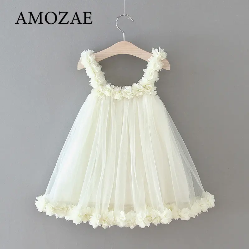 Baby Girl Clothes Lace Mesh Birthday Party Mini Dress for Girls Summer Sleeveless Dress Toddler Kid Casual Tutu Children Dresses