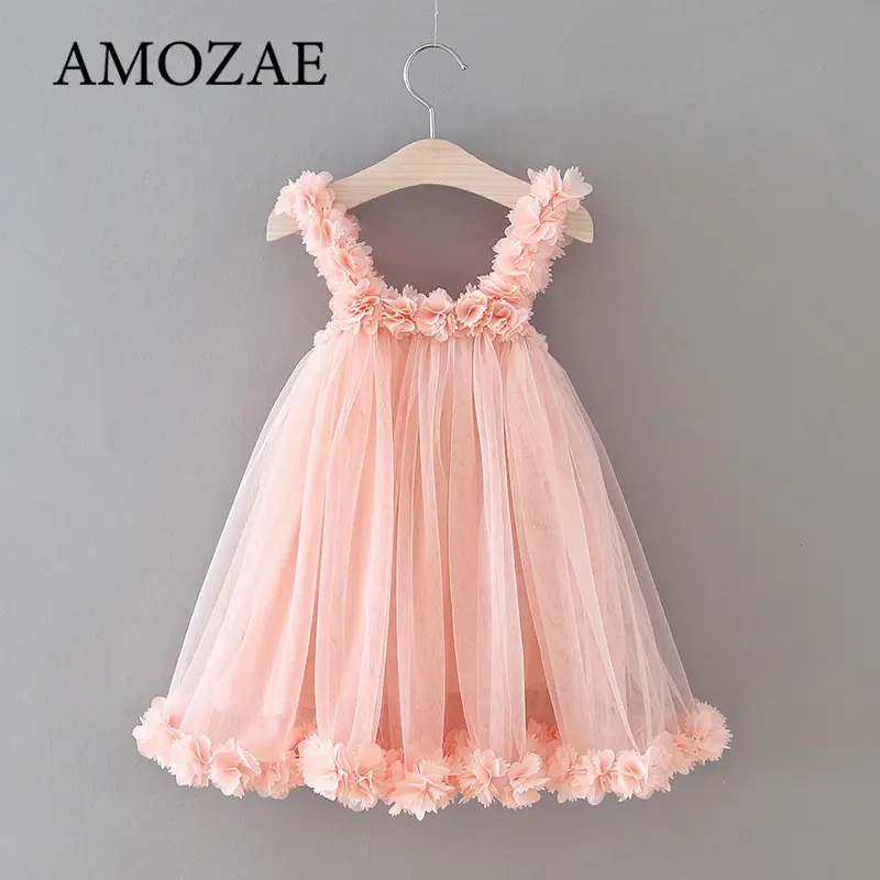 Baby Girl Clothes Lace Mesh Birthday Party Mini Dress for Girls Summer Sleeveless Dress Toddler Kid Casual Tutu Children Dresses