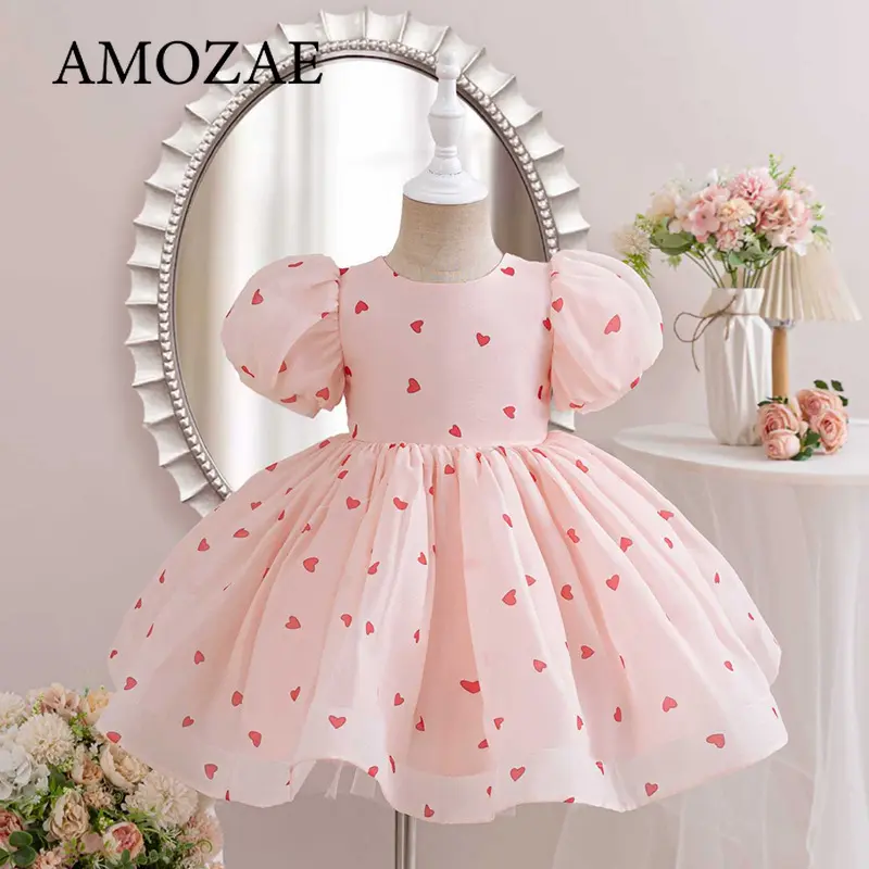 Summer 2025 Girls Dress Kids Dresses for Girls Clothes Children Clothes Toddler Teens Princess Dress Pink Strawberry Vestidos