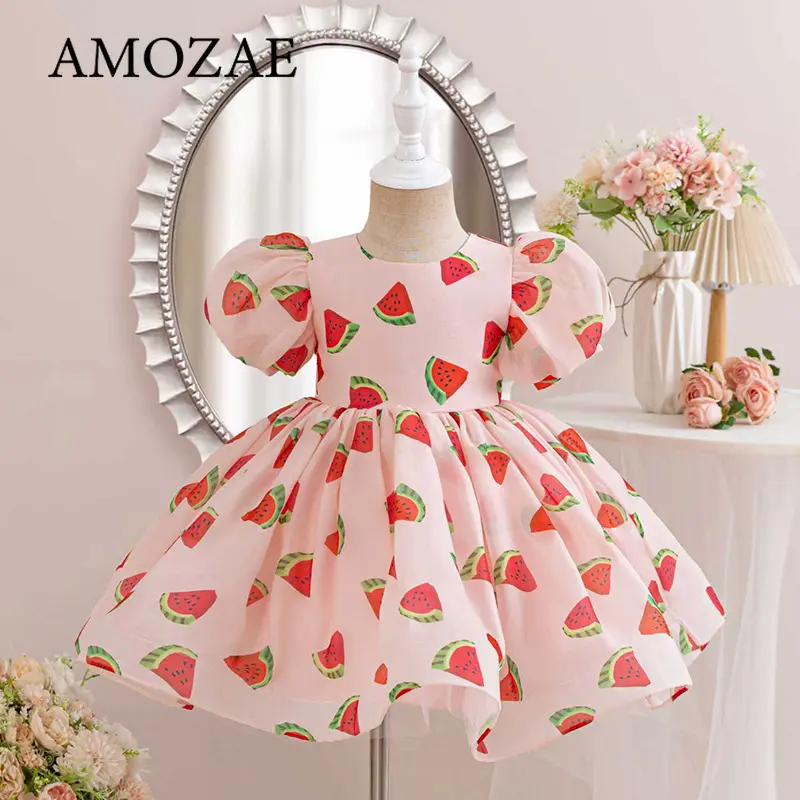 Summer 2025 Girls Dress Kids Dresses for Girls Clothes Children Clothes Toddler Teens Princess Dress Pink Strawberry Vestidos