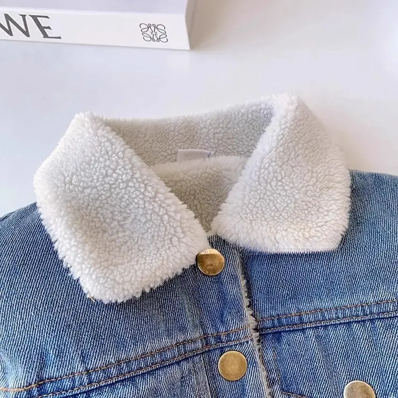 Girls' Autumn and Winter Denim Suit Skirt 2025 New Foreign Style Children's Thickened Warm Jacket Skirt Two-piece Set