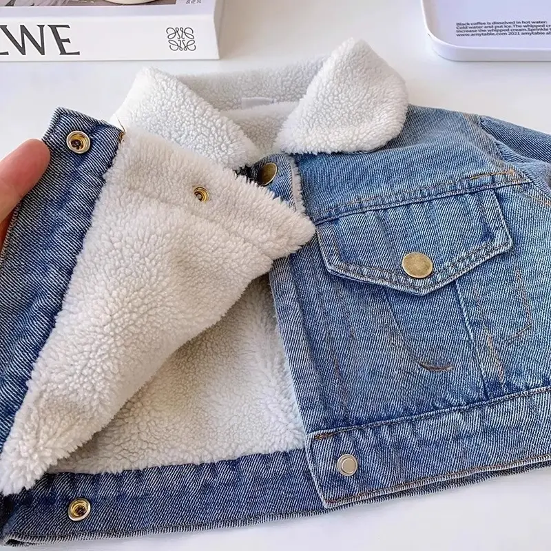 Girls' Autumn and Winter Denim Suit Skirt 2025 New Foreign Style Children's Thickened Warm Jacket Skirt Two-piece Set