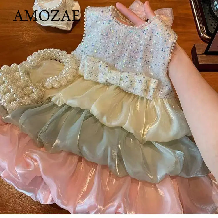 Girls' Summer Dress 2025 New Medium and Small Children's Tank Top Skirt Children's Cake Skirt Baby Elegant Princess Skirt