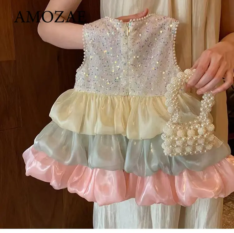 Girls' Summer Dress 2025 New Medium and Small Children's Tank Top Skirt Children's Cake Skirt Baby Elegant Princess Skirt