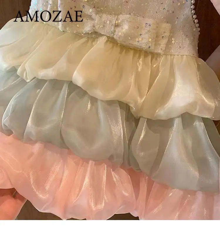 Girls' Summer Dress 2025 New Medium and Small Children's Tank Top Skirt Children's Cake Skirt Baby Elegant Princess Skirt