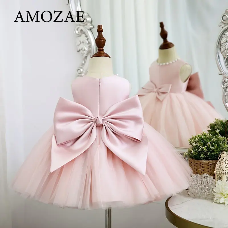 Spring Autumn Baby Girl Dress Round Collar Pink Sleeveless Princess Dresses+Long Sleeves Coat Party Wedding Formal Clothes