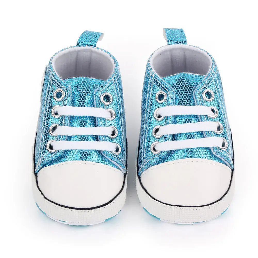 2025 Newborn Sequined Canvas Baby Sneakers Casual Baby Boys Girls Toddler Multi-Color Soft Sole Non-slip Walking Shoes 0-18Month