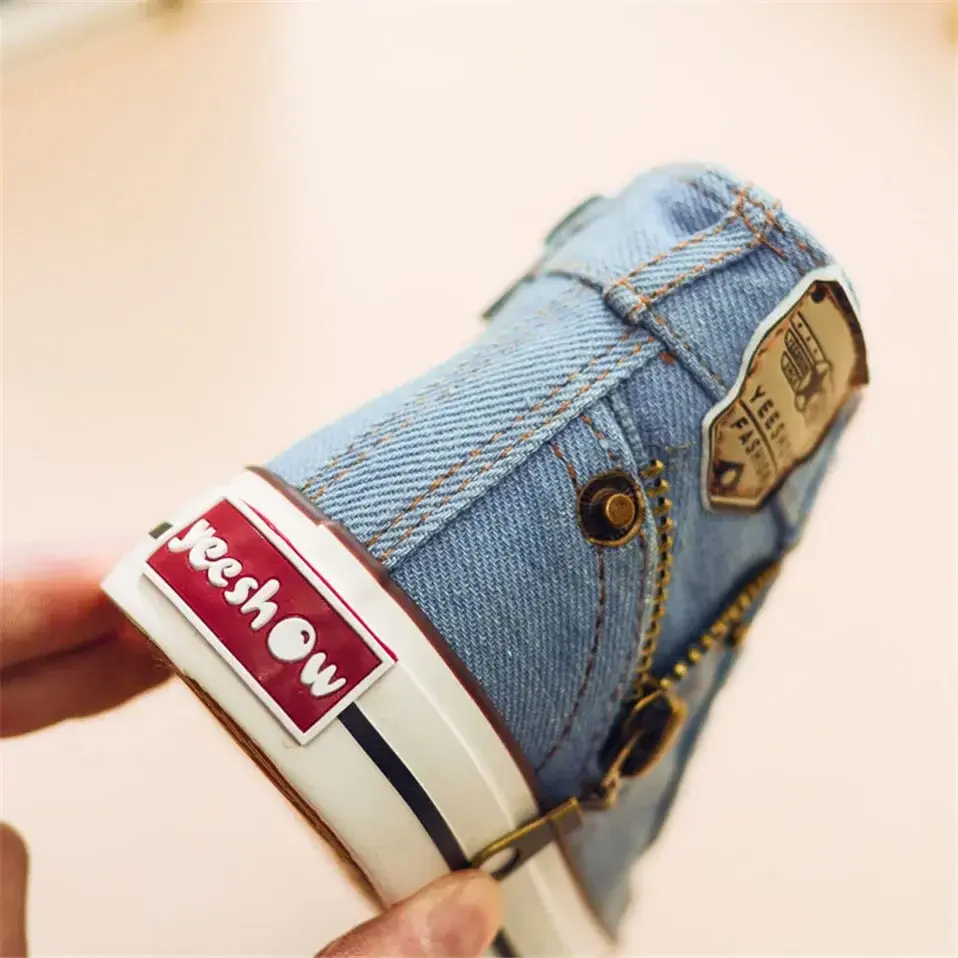 Children's Solid Color Canvas Shoes Sewing Thread Denim Kids Fashion Round Toe Outdoor Soft Sole Simple Retro Style Shoes