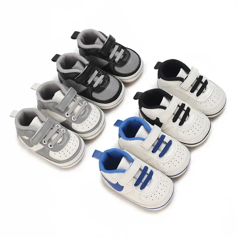 Newborn Baby Shoes for Boys and Girls Classic Sports Rubber PU Leather Multi Color First Walker Casual Sports Shoes 0-18M