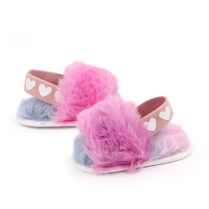 New Arrival Newborn Baby Girls Sandals Cute Summer Winter Plush Soft Sole Flat Princess Shoes Infant Non-Slip First Walkers