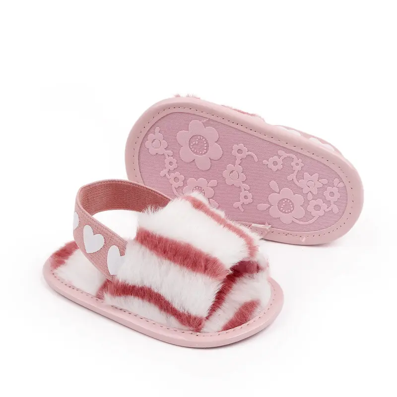 New Arrival Newborn Baby Girls Sandals Cute Summer Winter Plush Soft Sole Flat Princess Shoes Infant Non-Slip First Walkers