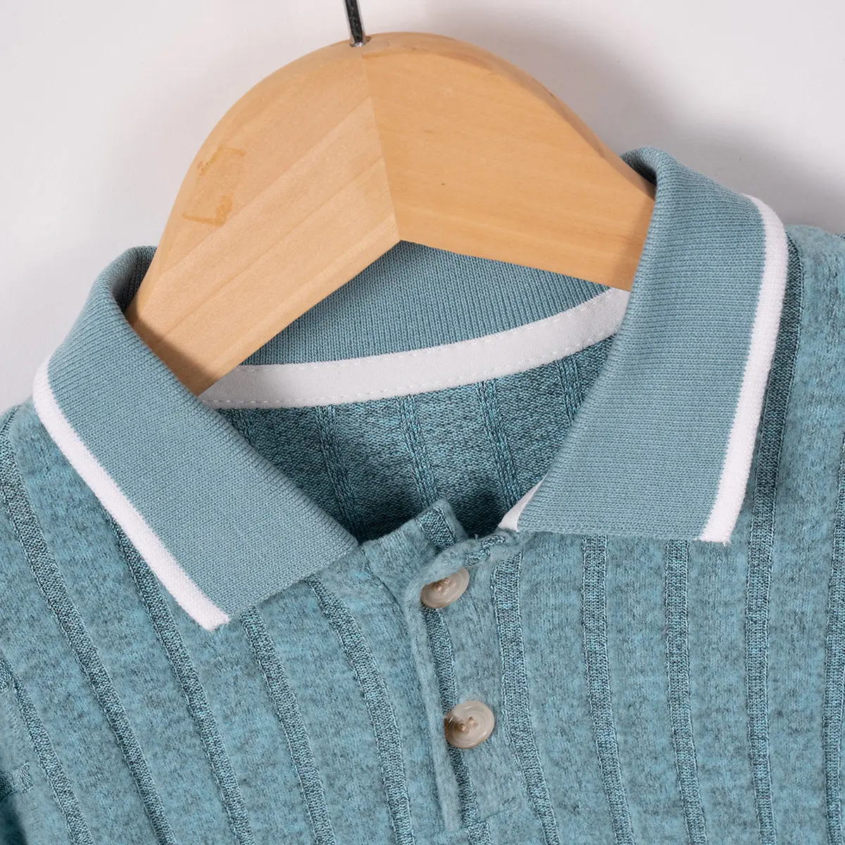Boys Summer Short Sleeve Ribbed Set with Lapel Collar Contrast Color TShirt and Elastic Waist Solid Shorts for Daily Wear