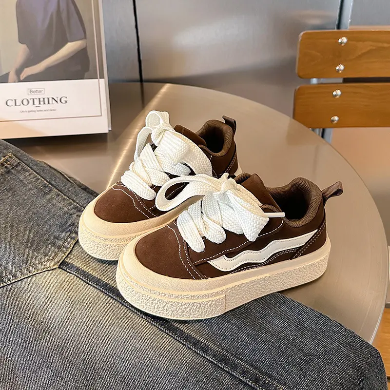 Children Striped Canvas Performance Shoes for Boys Girls Toddler Thick Bottom Platform Tennis Spring Autumn 6-14 Years
