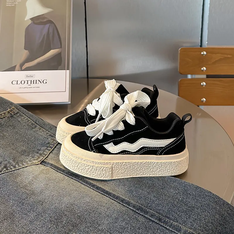 Children Striped Canvas Performance Shoes for Boys Girls Toddler Thick Bottom Platform Tennis Spring Autumn 6-14 Years
