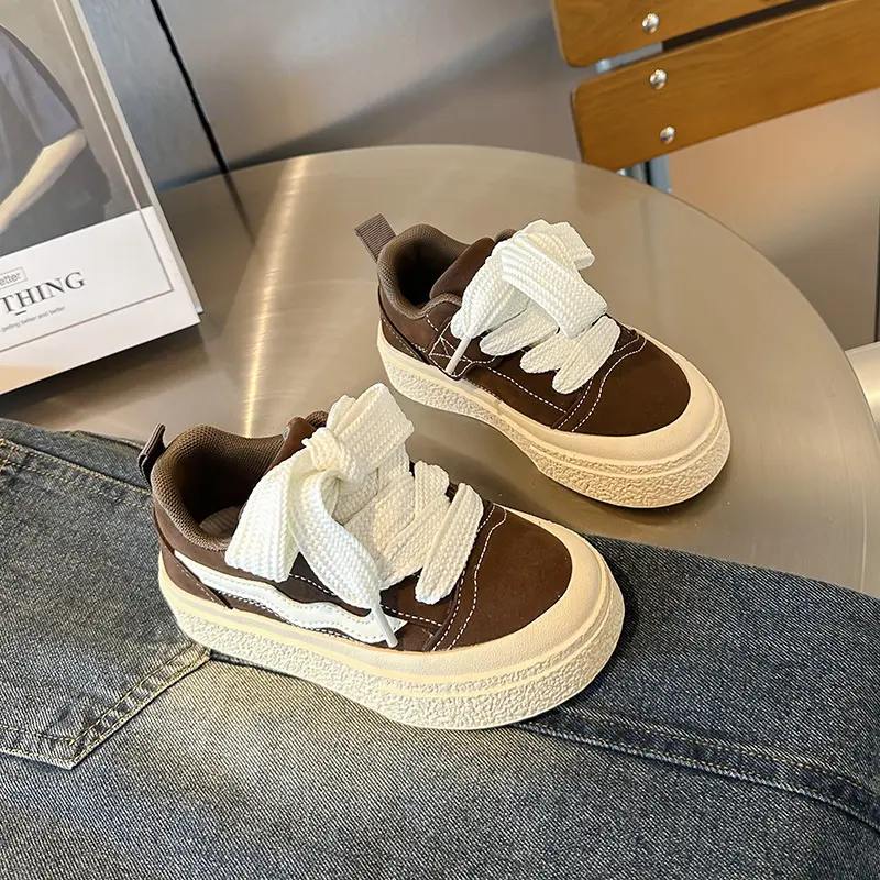 Children Striped Canvas Performance Shoes for Boys Girls Toddler Thick Bottom Platform Tennis Spring Autumn 6-14 Years