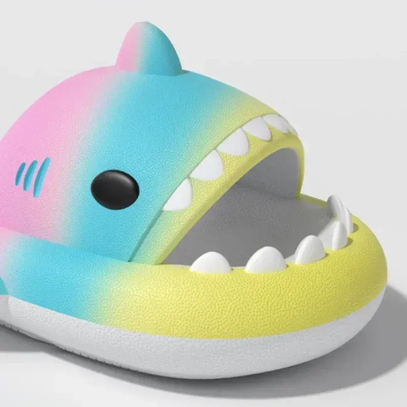 Children Summer Gradient Shark Slippers Kids Anti Slip Soft Sole Removable Fins Indoor Outdoor Fun Shoes Boys Girls Beach Slides