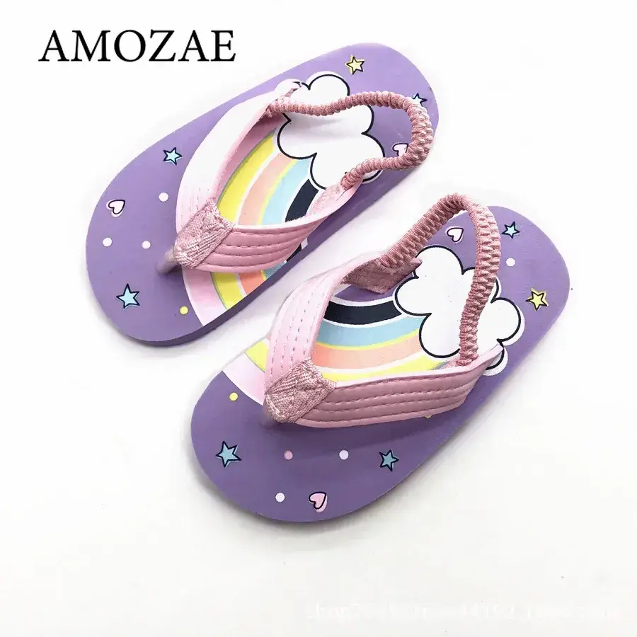 Little Kids Boys Girls Flip-flops for Summer Toddler Eva Elastic Beach Shoes Children Stylish Various Colors Flat Slippers