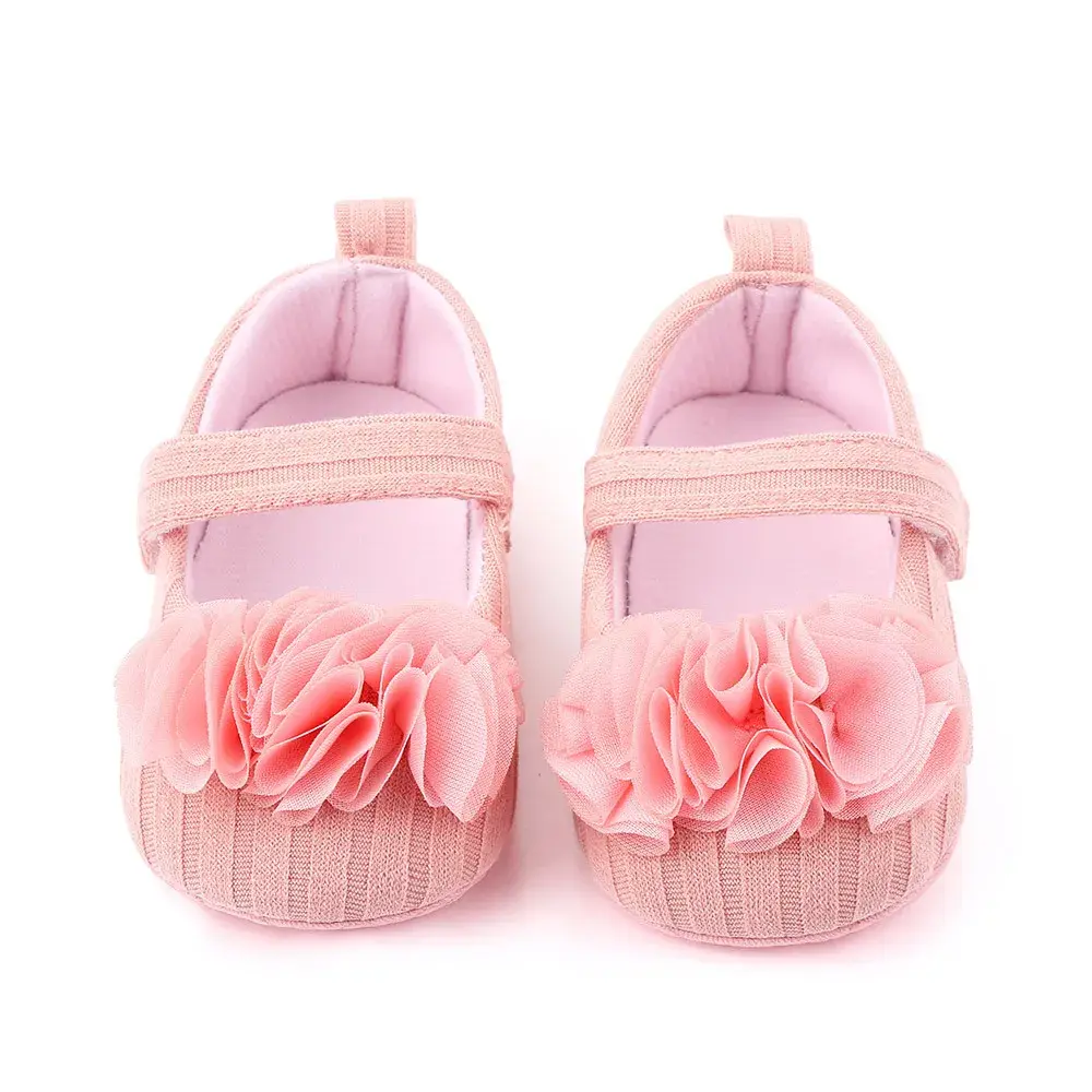 Newborn Baby Girl Shoes Anti Slip Soft Sole Toddler Infant First Walkers Baby Girls Newborn Pink Cute Lace Flower Cotton Shoes