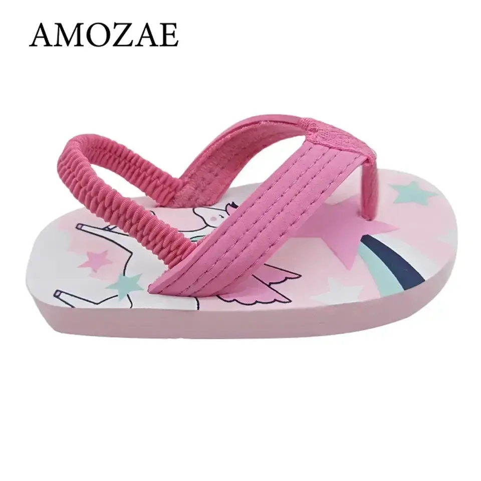 Little Kids Boys Girls Flip-flops for Summer Toddler Eva Elastic Beach Shoes Children Stylish Various Colors Flat Slippers