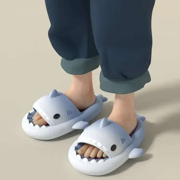 Children Summer Gradient Shark Slippers Kids Anti Slip Soft Sole Removable Fins Indoor Outdoor Fun Shoes Boys Girls Beach Slides