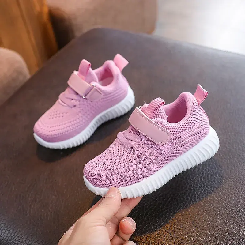 Children Tennis Sneakers Slip On Girls Boys Casual Running Shoes mesh Breathable with Soft Soled Sports Hook-Loop Outdoor Shoes