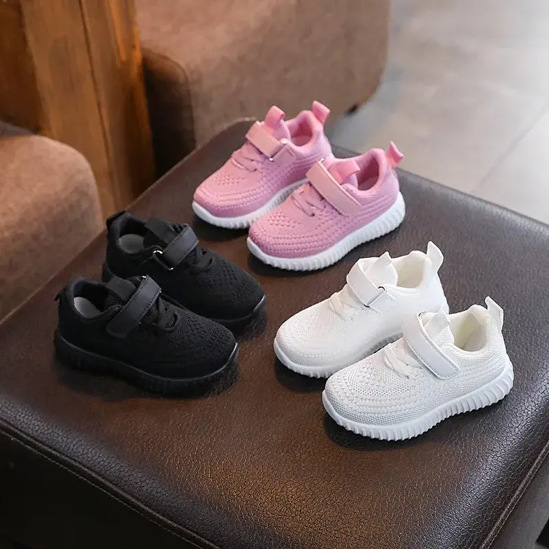 Children Tennis Sneakers Slip On Girls Boys Casual Running Shoes mesh Breathable with Soft Soled Sports Hook-Loop Outdoor Shoes