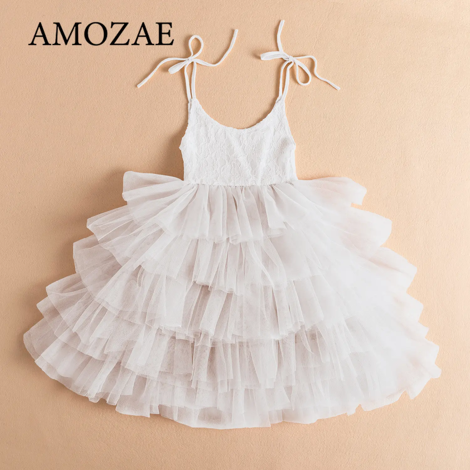 Children Girls Lace Dress for Summer Flower Wedding Party Kids Dresses for Girls Pearls Tulle Princess Children's Dresses