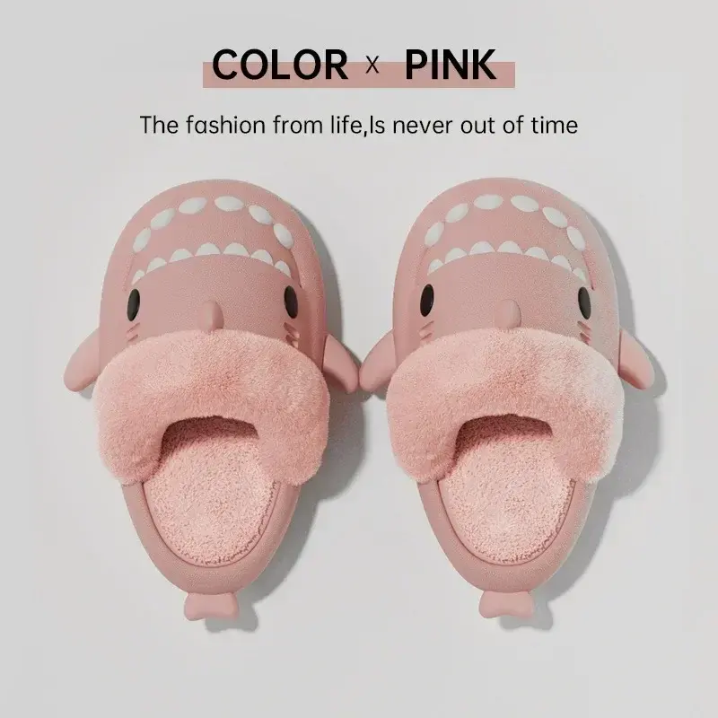 Winter Children‘s Slippers 2025 New Kids Slippers Shark Warm Plush Indoor Autumn Non-Slip Soft Plush Slipper for Boys Girls