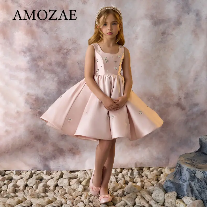 New Children's Evening Gown Backless Design Kids Catwalk Wedding Birthday Baptism Eid Party Girls Dresses