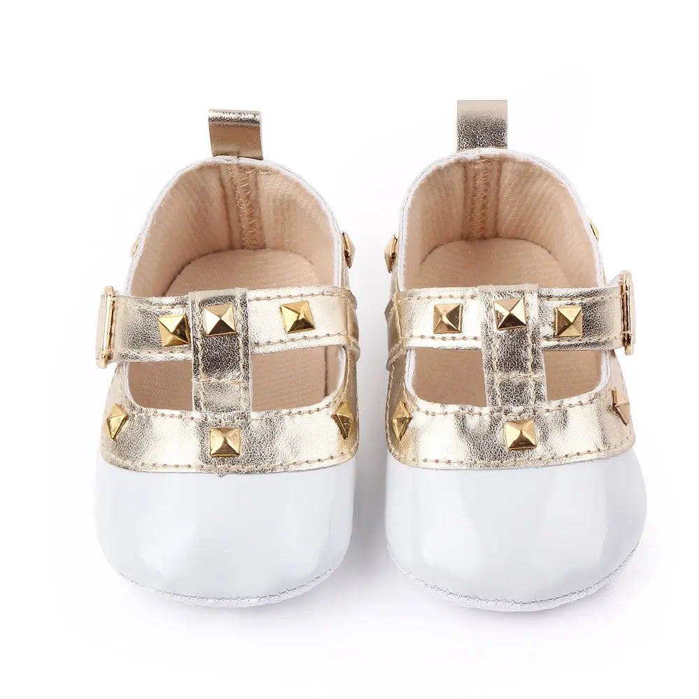 2025 Brand New Newborn Baby Girl Bow Princess Shoes Soft Sole Crib Leather Solid Buckle Strap Flat With Heel Baby Shoes 4 Colors