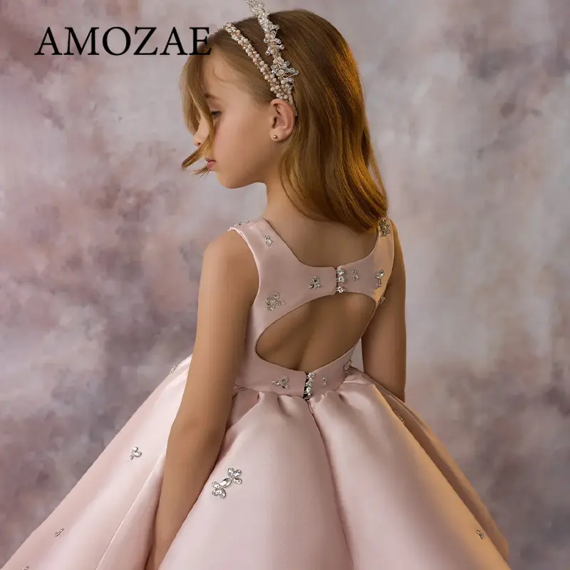 New Children's Evening Gown Backless Design Kids Catwalk Wedding Birthday Baptism Eid Party Girls Dresses