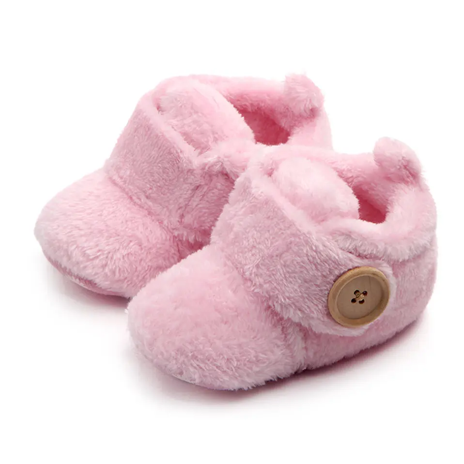 Lovely Hookloop Design Boy Girls Toddler First Walkers Baby Shoes Round Toe Flats Soft Slippers Shoes winter Baby Warm Shoes