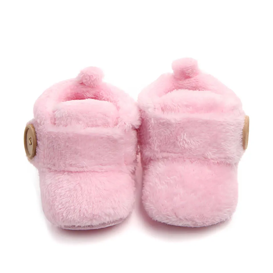 Lovely Hookloop Design Boy Girls Toddler First Walkers Baby Shoes Round Toe Flats Soft Slippers Shoes winter Baby Warm Shoes