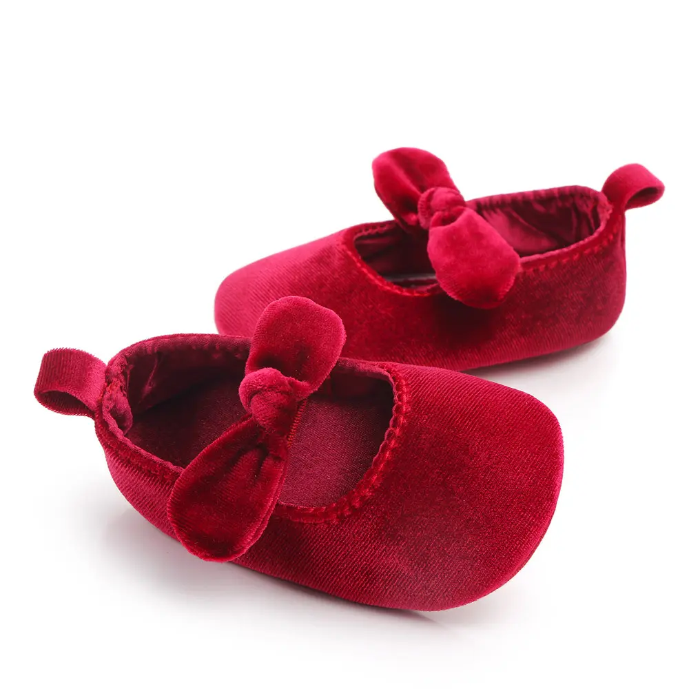 New Baby Shoes Baby Girl Shoes Princess Girl Shoes With Bowknot Hair Band Rubber Sole Anti-slip Toddler First Walkers Infant