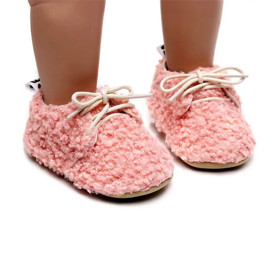 2025 Unisex Baby Shoes Winter New British Style Lace-up Cotton Shoes Hard-soled Children Baby Toddler Shoes 0-2 Years Old