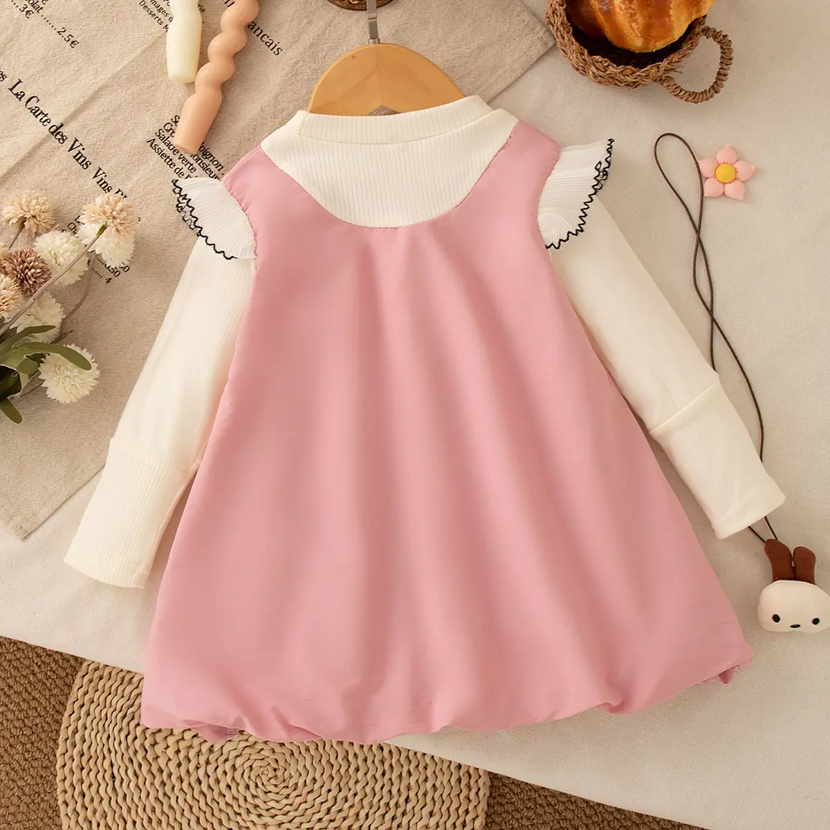 New Spring And Autumn Baby Girl Dress Sweet Long Sleeve Gift Rabbit Pendant Children'S Clothing (9 Months -3 Years Old)