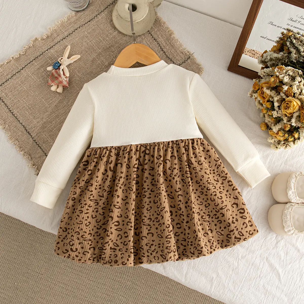 New Spring And Autumn Baby Girl Dress Long Sleeve Sweet Leopard Pattern Children'S Clothing (9 Months -3 Years Old)