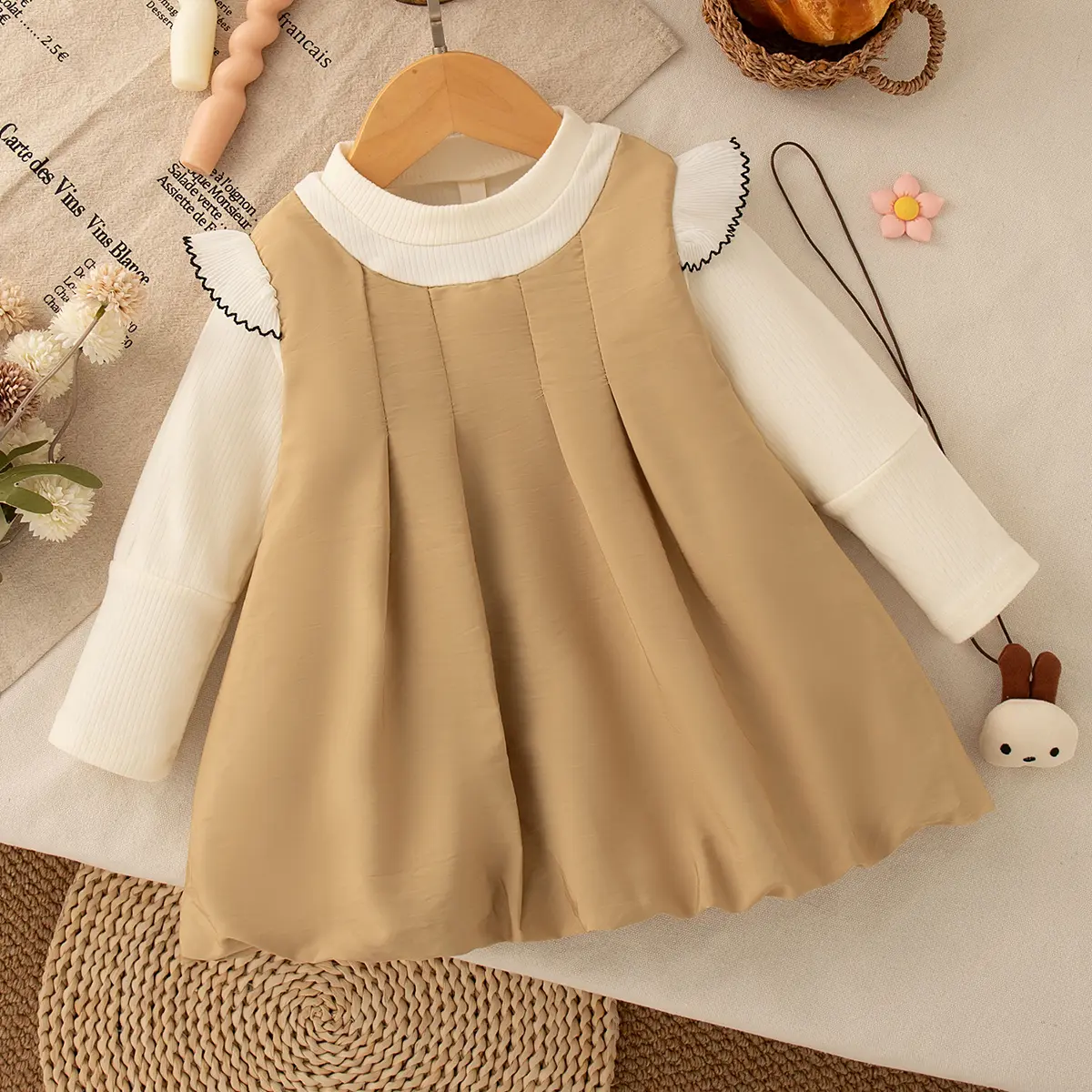 New Spring And Autumn Baby Girl Dress Sweet Long Sleeve Gift Rabbit Pendant Children'S Clothing (9 Months -3 Years Old)
