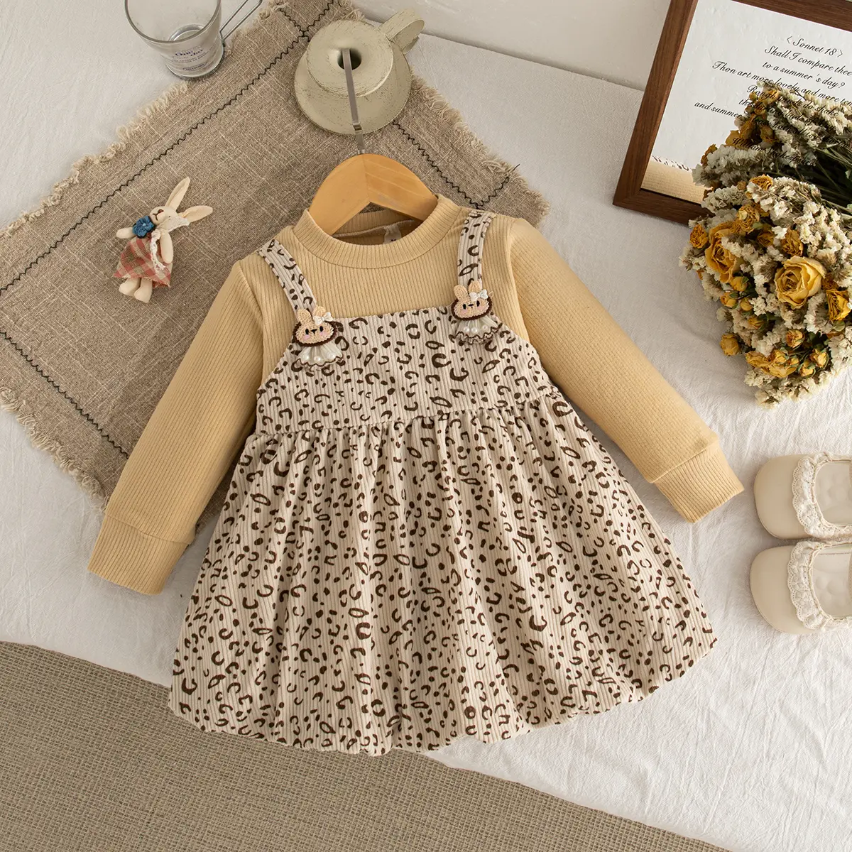 New Spring And Autumn Baby Girl Dress Long Sleeve Sweet Leopard Pattern Children'S Clothing (9 Months -3 Years Old)