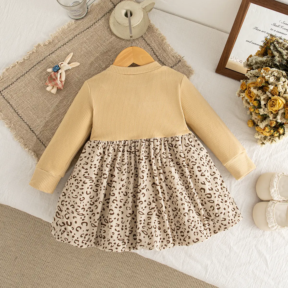 New Spring And Autumn Baby Girl Dress Long Sleeve Sweet Leopard Pattern Children'S Clothing (9 Months -3 Years Old)