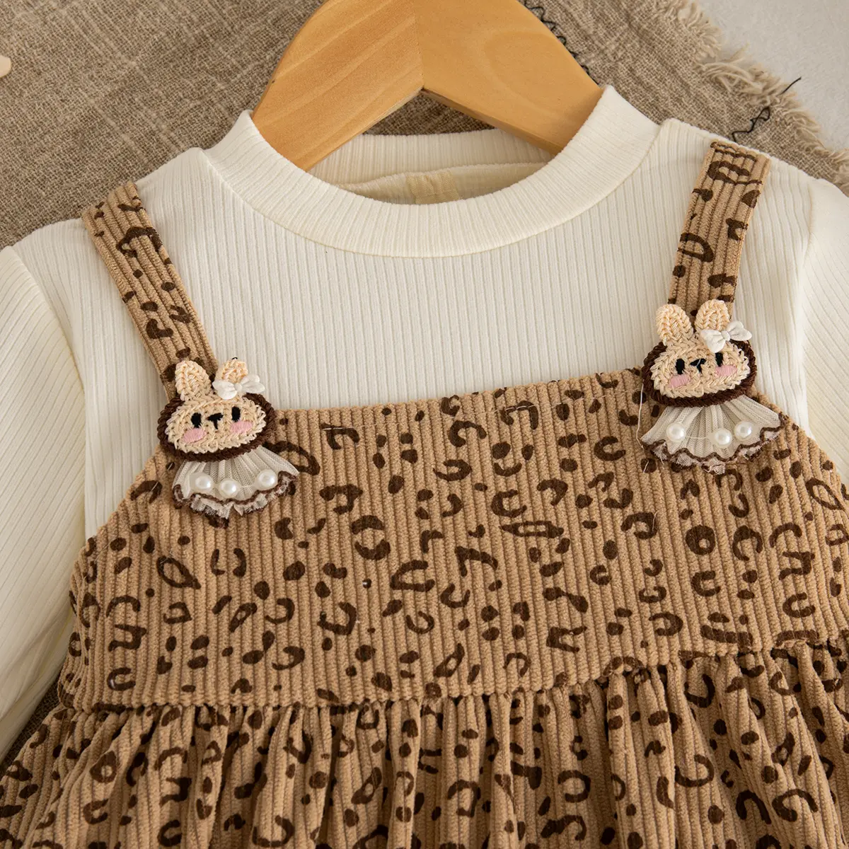 New Spring And Autumn Baby Girl Dress Long Sleeve Sweet Leopard Pattern Children'S Clothing (9 Months -3 Years Old)