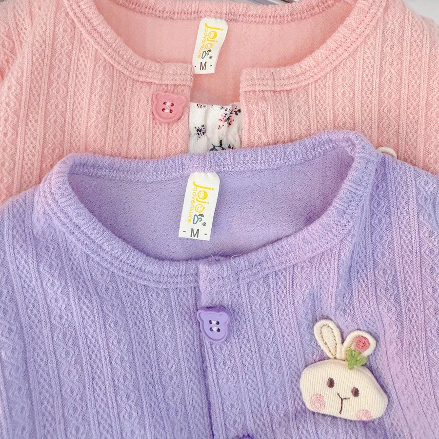 Spring And Autumn New Girl Baby Dress Sweet Rabbit Floral fake two pieces Children'S Clothing (9 Months -3 Years Old)